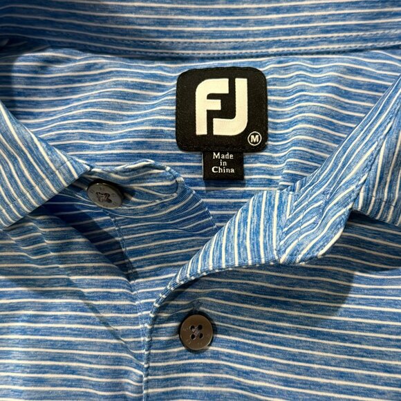 FootJoy FJ Men's Golf Polo Shirt -‎ Medium - Blue Striped - Picture 3 of 4